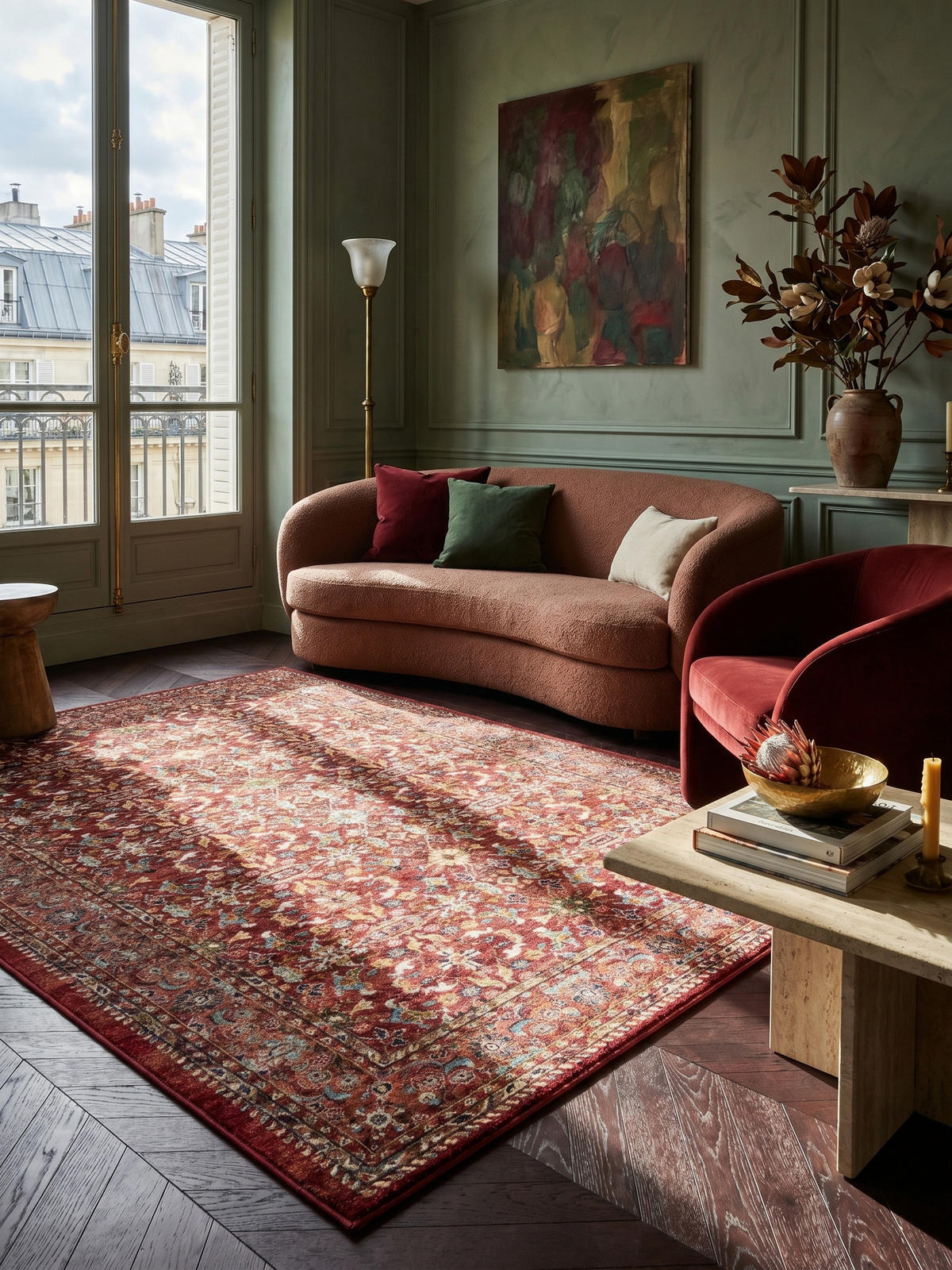KURZFLORTEPPICH GLAZERT, im Berber-Stil, Rot, 200 x 290 cm - Rot, Textil (290/200cm) - KADIMA DESIGN