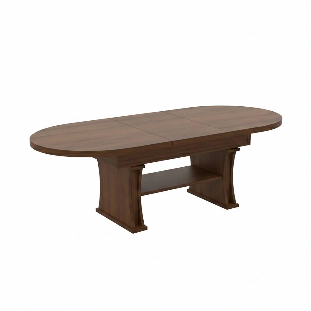 COUCHTISCH oval ausziehbar höhenverstellbar Ablage 130/80/60 cm - Nussbaumfarben, Holzwerkstoff (80/130/60cm) - designimpex