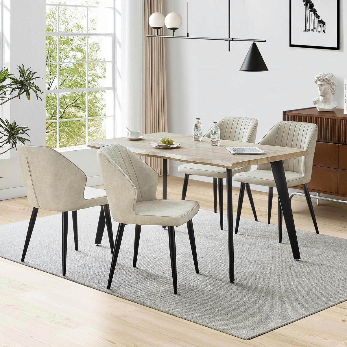 ESSZIMMERSTÜHLE 2er Set Kunstleder Creme Metallbeine - Creme, Kunststoff (46/83.5/45cm)