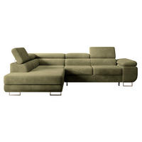ECKSOFA Stevil Olivgrün Cordbezug - Silberfarben/Olivgrün, Textil/Metall (275/203cm) - Selsey
