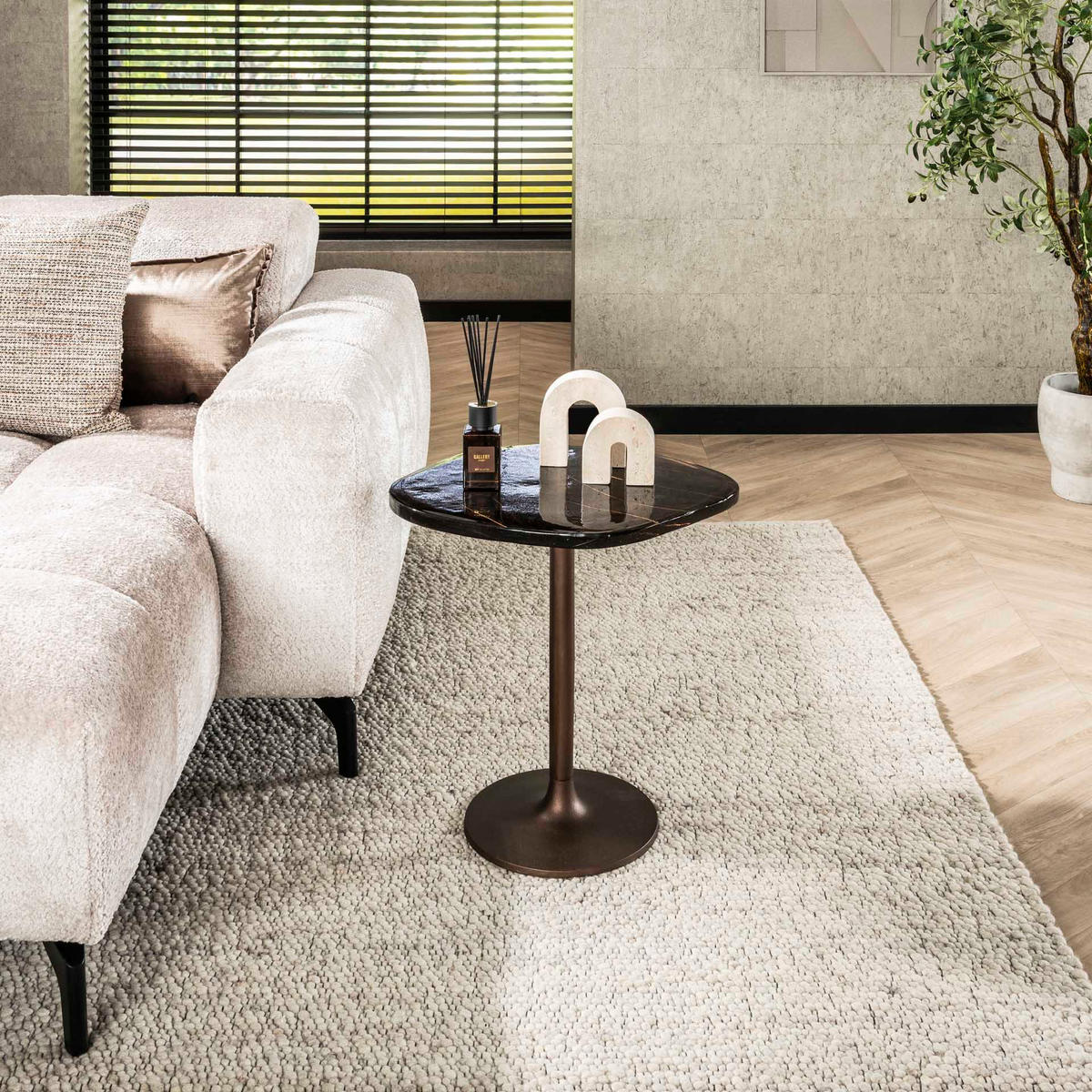 BEISTELLTISCH Eclipse Braun 42/53/50 cm - Kupferfarben, Glas (42/53/50cm) - Hoyz Collection