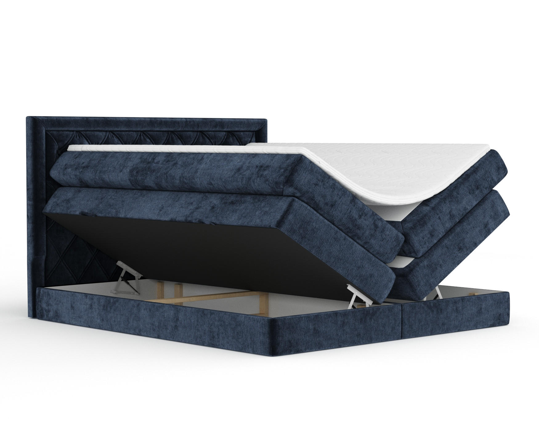 BOXSPRINGBETT Aurelia Marineblau 140/200 cm - Schwarz/Dunkelblau, Holz/Holzwerkstoff (140/200cm) - Maison de Reve