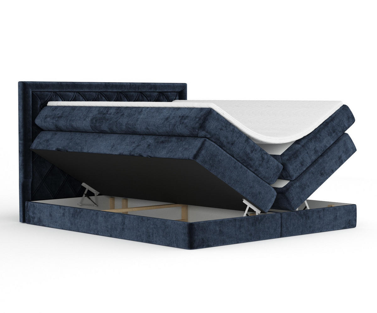 BOXSPRINGBETT Aurelia Marineblau 180/200 cm - Schwarz/Dunkelblau, Holz/Holzwerkstoff (180/200cm) - Maison de Reve
