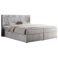 BOXBETT LEILA 180/200 Hellgrau Velvet - H3 - Hellgrau, Holz/Textil (180/200cm) - MKS