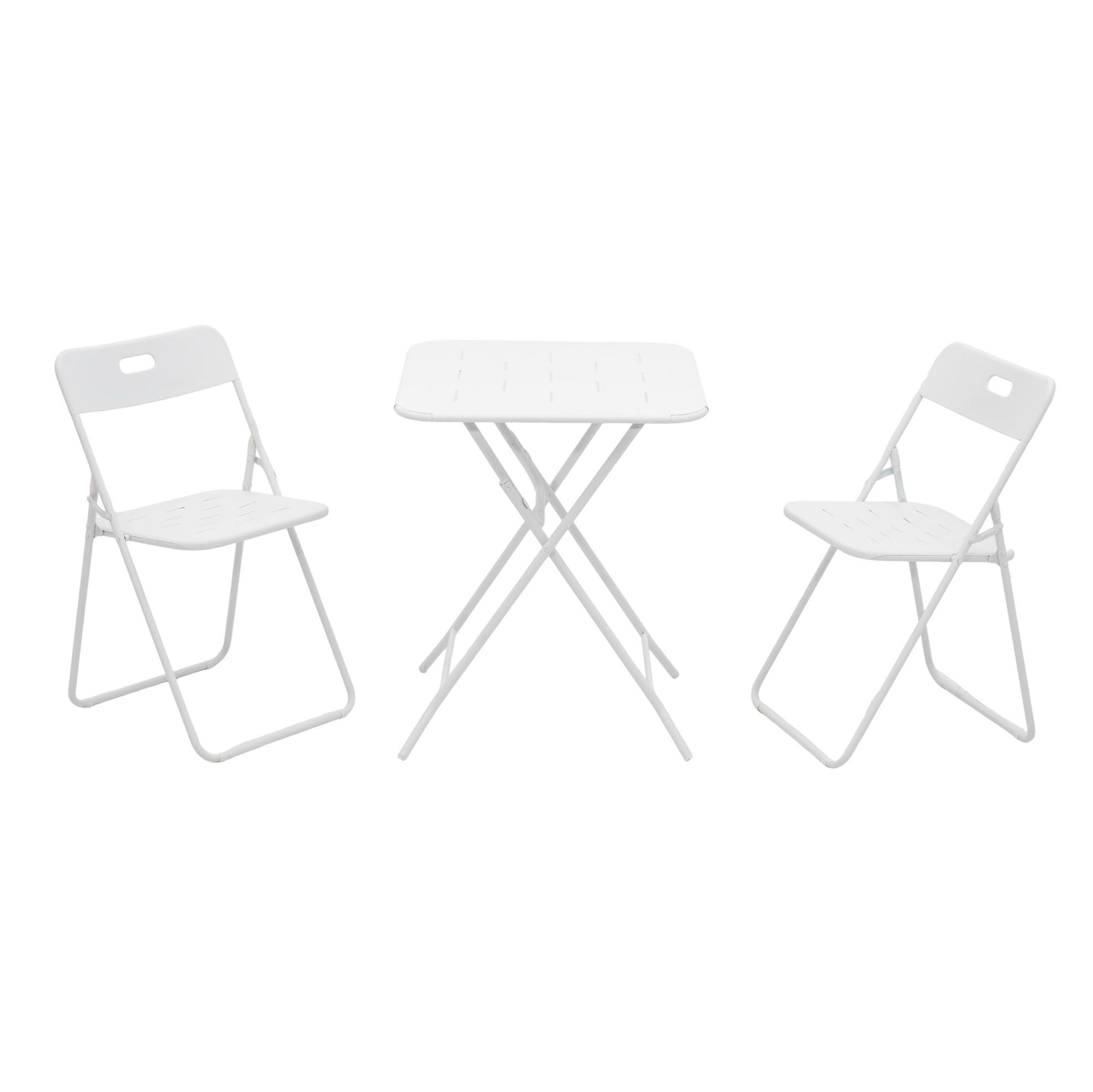 BISTRO-SET 3-teilig 60/60/73 cm weiß aus Stahl klappbar - Weiß, Metall - OKWISH