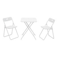BALKONOVÝ set 60/60/73 cm bílý z oceli se skládacími židlemi - bílá, kov - OKWISH