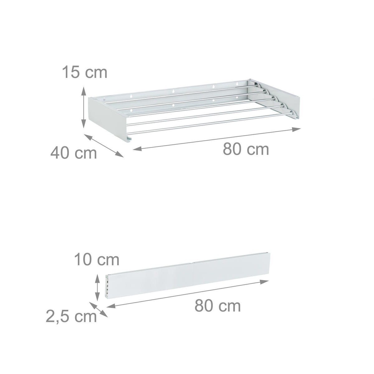 NÁSTENNÝ sušiak na prádlo - viacfarebná, kov (80/10/40cm) - Relaxdays