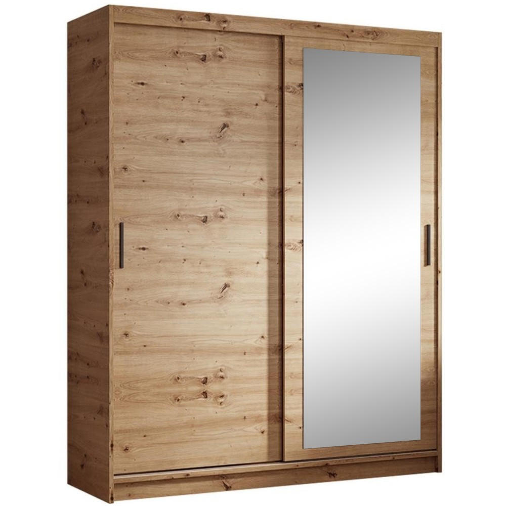 SCHWEBETÜRENSCHRANK Hela 160/205/60 2-türig eiche Artisan mit Spiegel - Eiche Artisan, Holzwerkstoff (160/205/60cm) - Beautysofa
