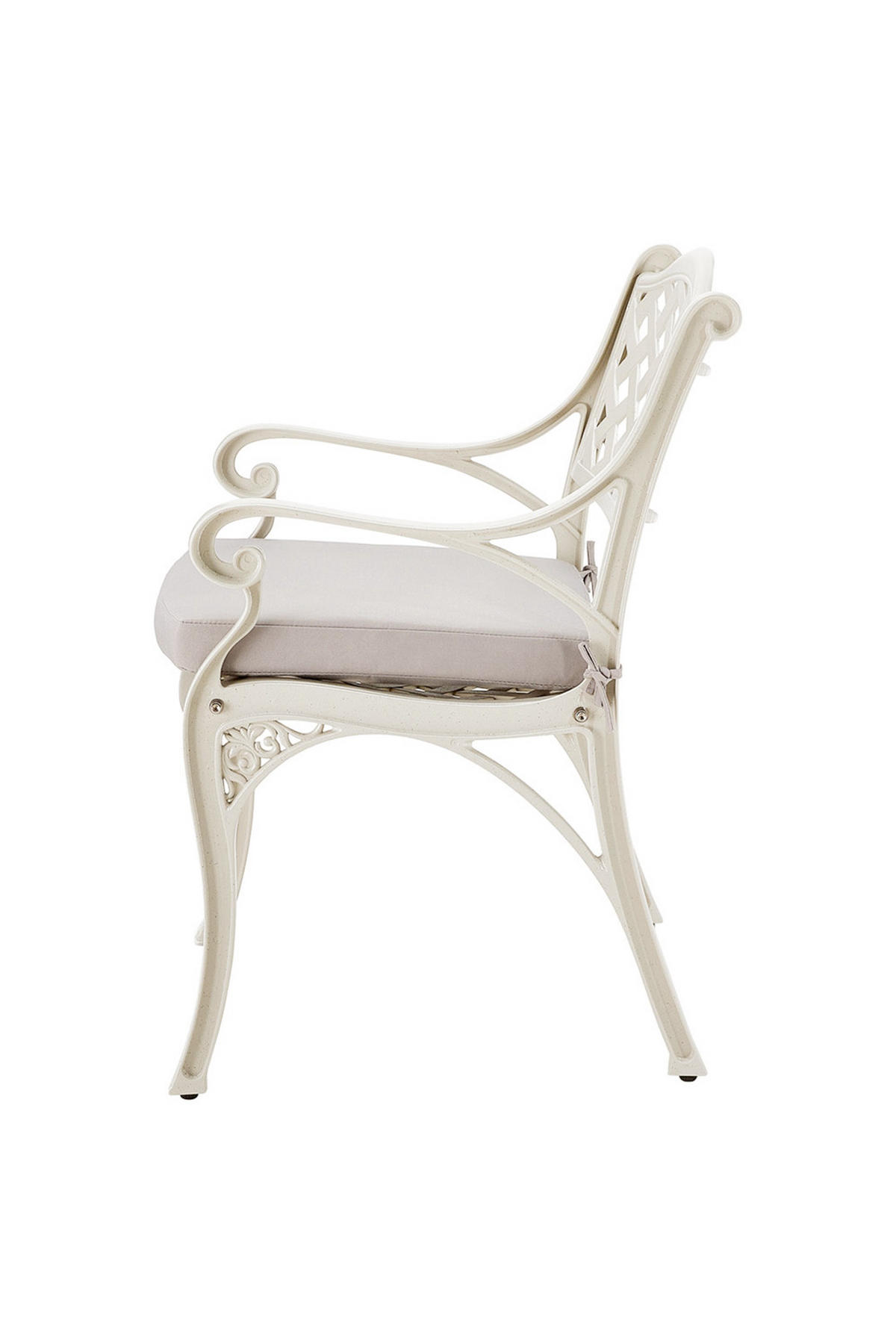 GARTENSTUHL 2er-Set aus Aluguss in Creme Einfache Montage Leicht zu reinigen 56 cm B x 55 cm T x 82,5 cm H - Creme, Metall (56/82.5/55cm) - Livingandhome