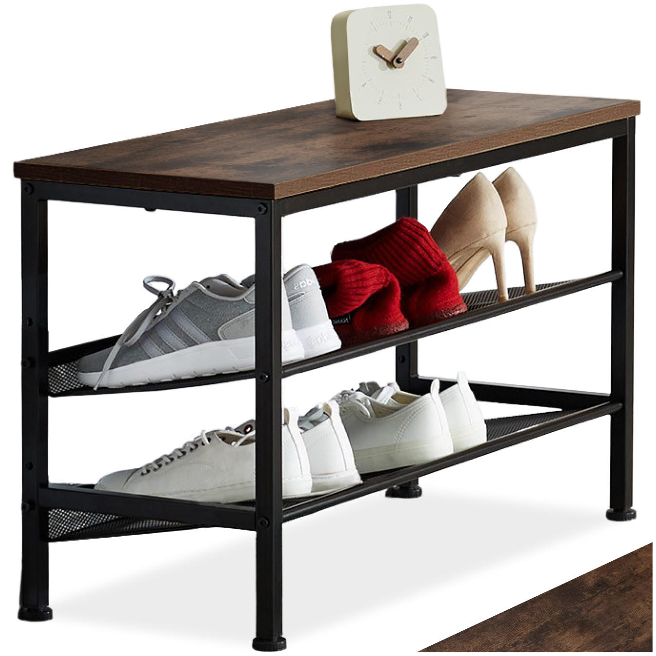 SCHUHREGAL Derry,75,5 x 30,5 x 45,5 cm,Industrial Holz dunkel, rustikal - Rostfarben, Holz (30.5/45.5/75.5cm) - tectake