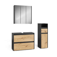 BADMÖBEL-SET Majest Anthrazit/Artisan 3 Teile - Anthrazit/Hellgrau, Holzwerkstoff (30.2/96.3/30cm) - Vicco