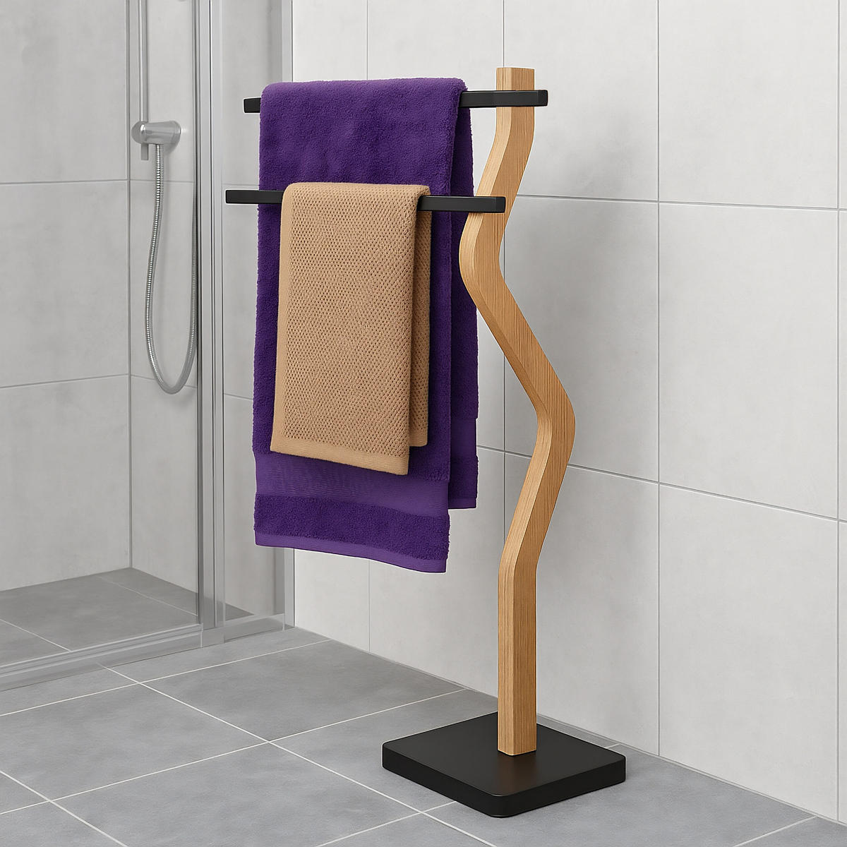 HANDTUCHSTÄNDER - Multicolor, Holz/Kunststoff (37/86/18cm) - Relaxdays