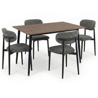 ESSGRUPPE NORA AZUL 5er Set nussbaum - Nussbaumfarben, Holzwerkstoff/Metall - IDIMEX