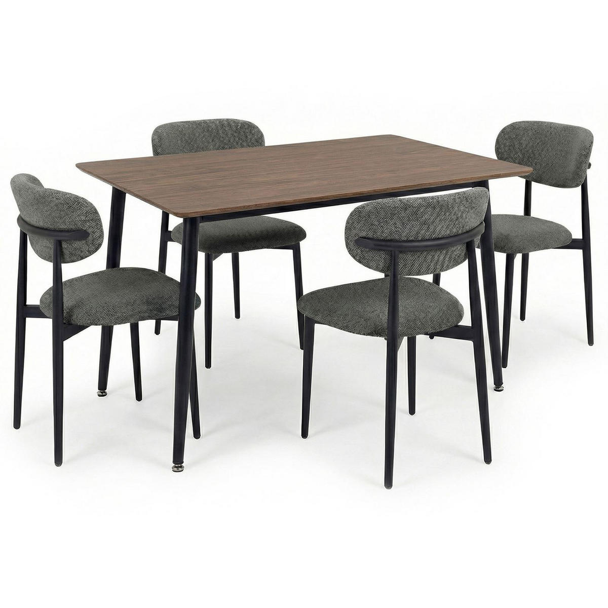 ESSGRUPPE NORA AZUL 5er Set nussbaum - Nussbaumfarben, Holzwerkstoff/Metall - IDIMEX