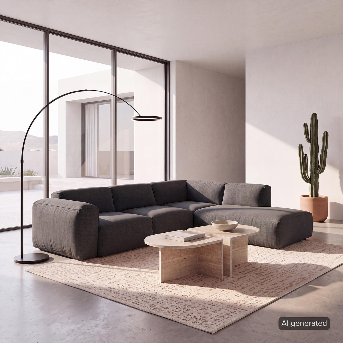 3-SITZER ECKSOFA mit Recamiere - Schwarz/Grau, Kunststoff/Textil (295/231cm) - home24