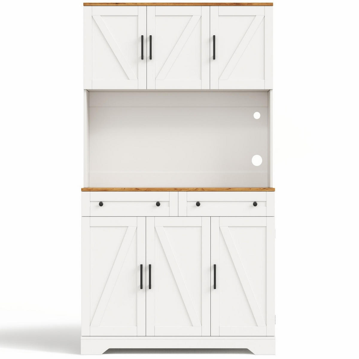 KÜCHENSCHRANK mit LED-Beleuchtung, integrierten Steckdosen, ausziehbarem Organizer, MDF, 100/180/40 cm - Naturfarben, Kunststoff (40/180/100cm) - Rolipo