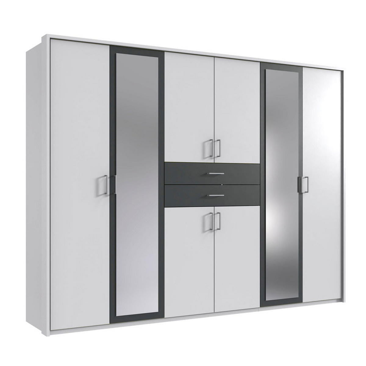 KLEIDERSCHRANK Diver Premium weiß / graphit 270 / 58 / 207cm - Graphitfarben/Weiß, Holz/Holzwerkstoff (270/207/58cm) - Wimex