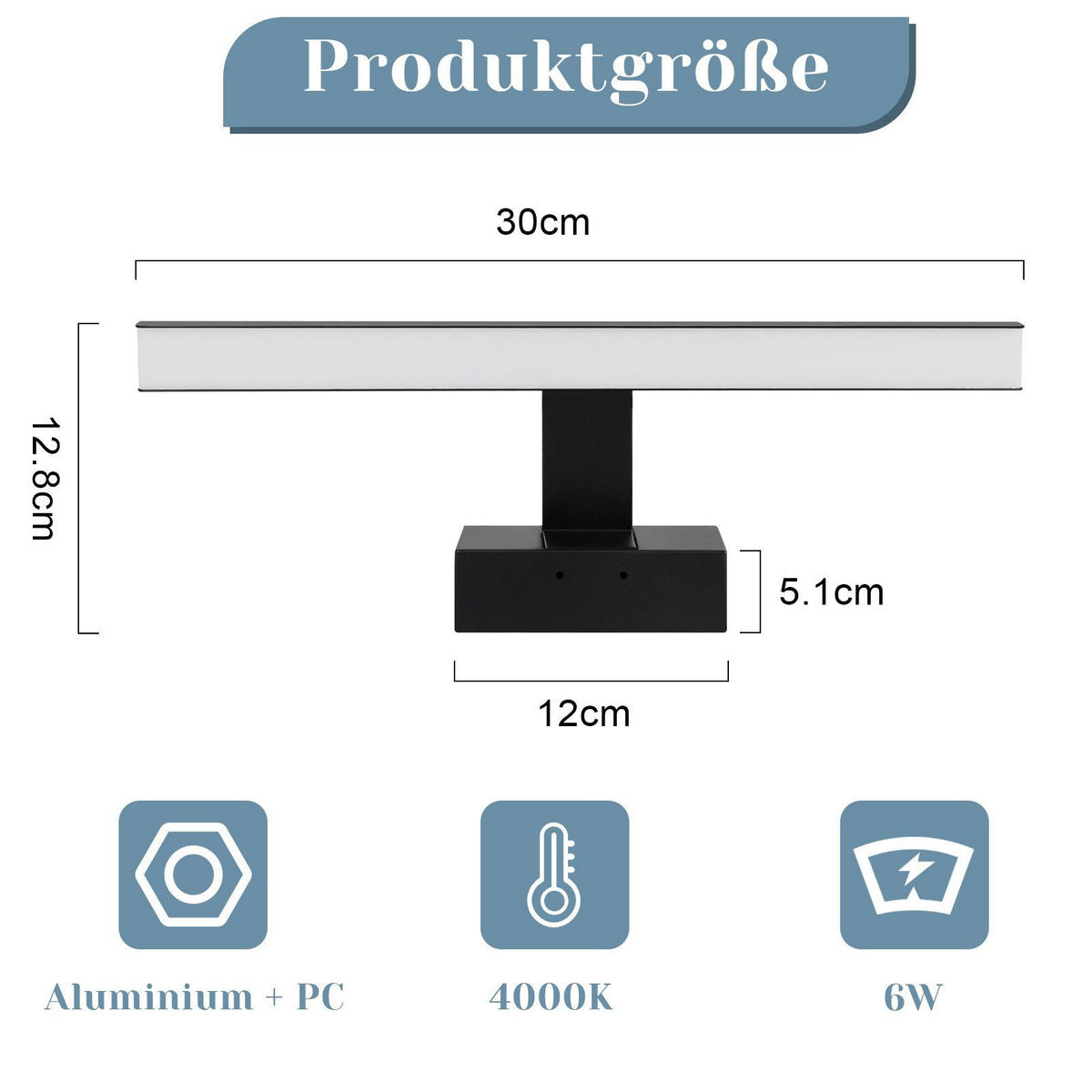 SPIEGELLEUCHTE Oberhausen 30/5.1/12.8 cm - Schwarz, Metall (30/5.1/12.8cm) - Nettlife