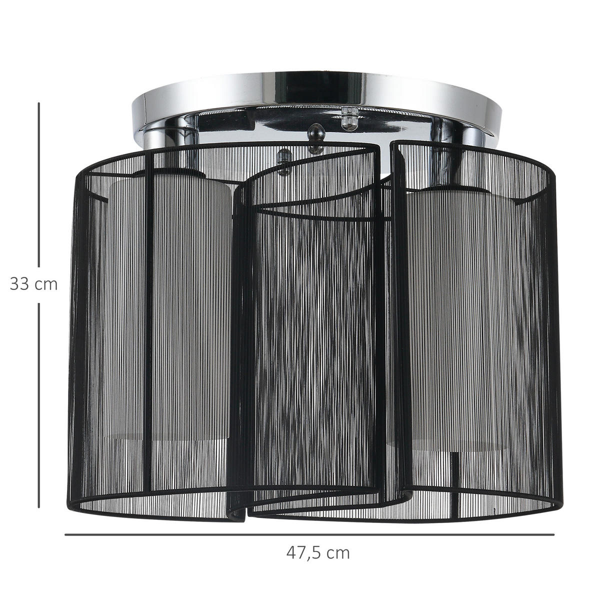DECKENLAMPE, Schwarz, Ohne Glühbirnen - Schwarz, Metall (47.5/33/47.5cm) - HOMCOM