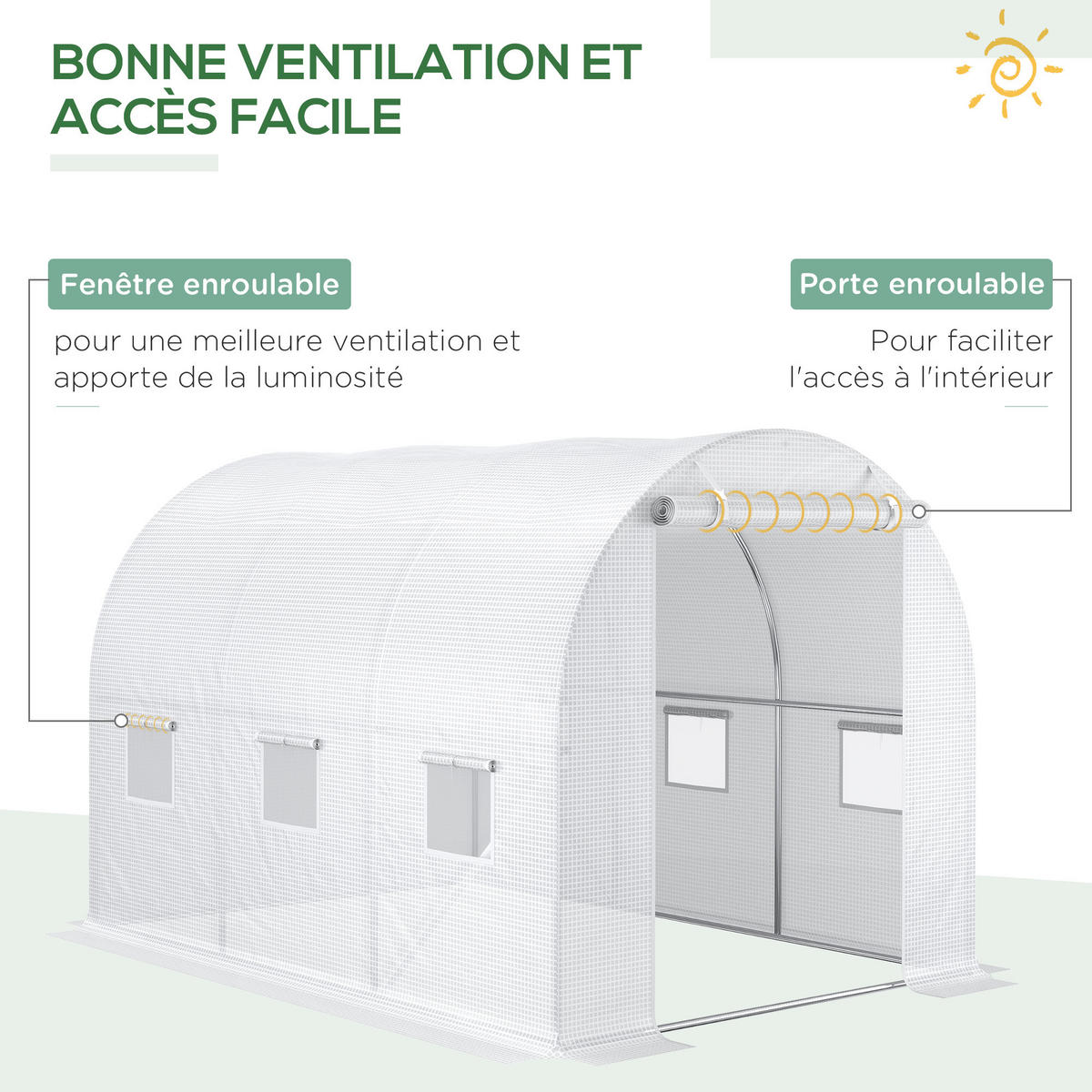ERSATZPLANE DE-11942 für 6 m² Tunnel mit 6 Fenstern & Tür Weiß - Weiß, Kunststoff (200/200/300cm) - ComfortXL