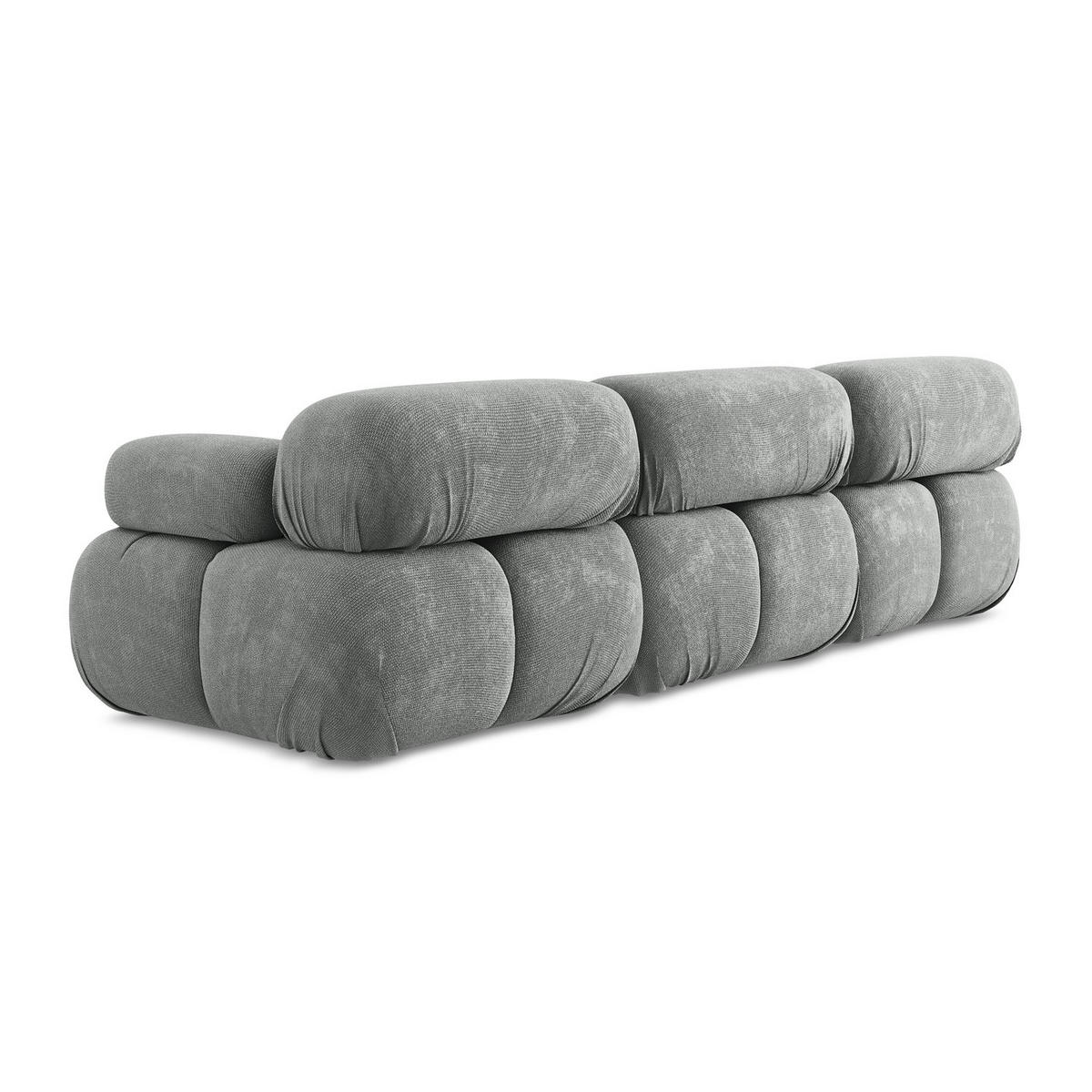 3-SITZER SOFA Chenille Stoff Grau - Blau/Schwarz, Kunststoff/Textil (285/70/96cm) - LaMiaSofa