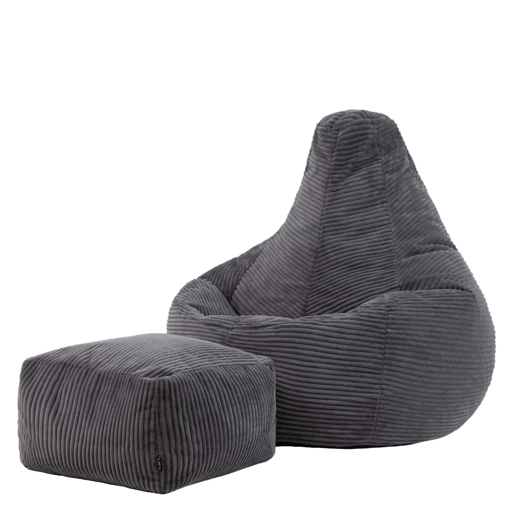 SITZSACK Dalton mit Hocker - Dunkelgrau/Anthrazit, Textil (90/73/84cm) - icon