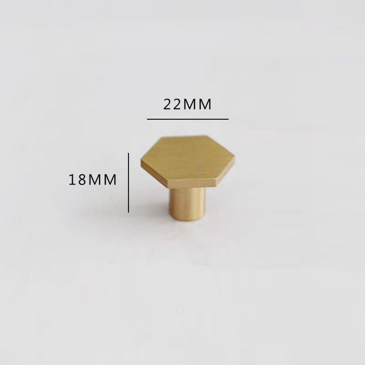 SCHRANKKNOPF Gold Sechskant 6er-Set 22x18 mm Messing - Goldfarben, Metall (2.2/1.8/2.2cm)