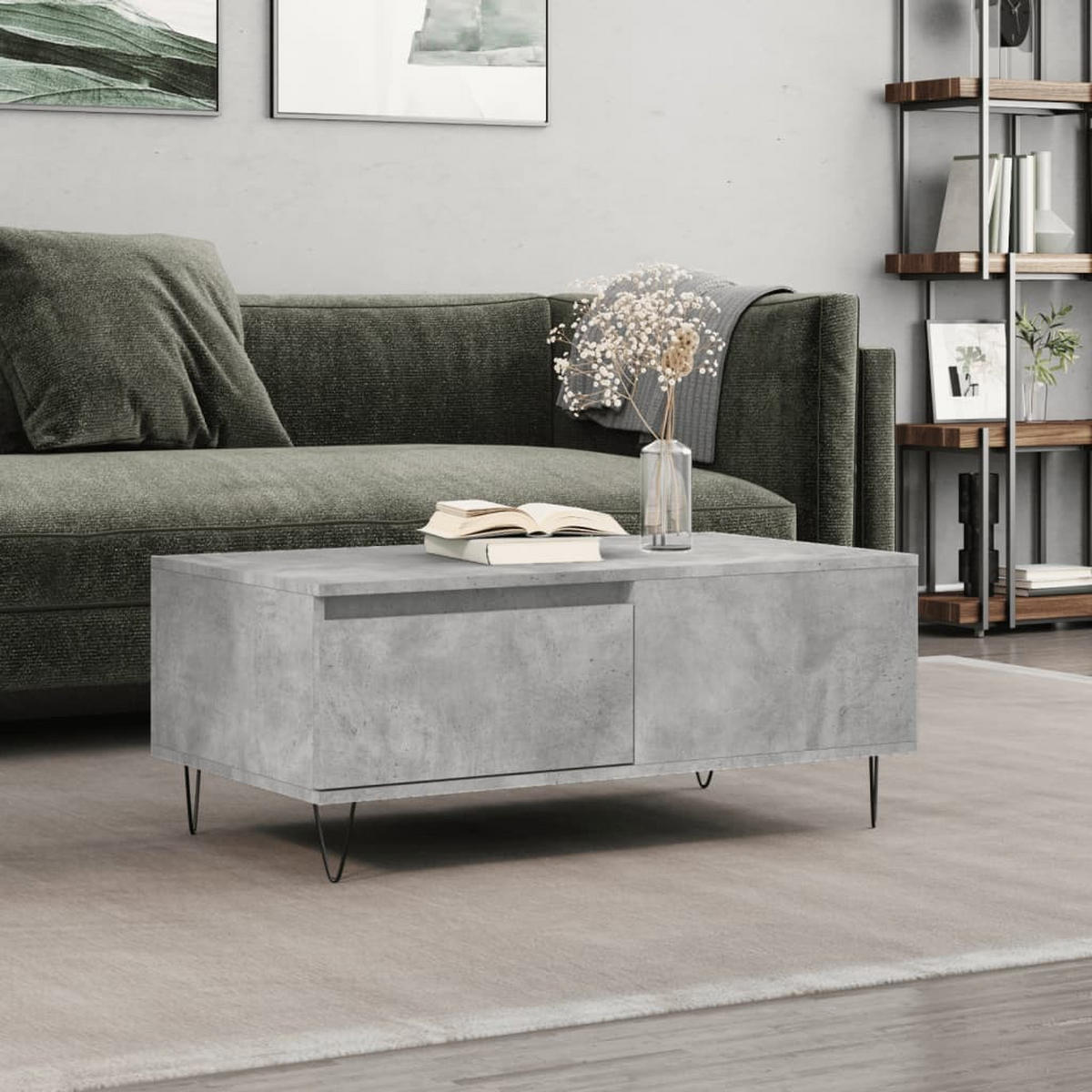 COUCHTISCH Betongrau 90x50x36,5 cm Holzwerkstoff - Grau, Holzwerkstoff (90/50/36.5cm) - furnicato