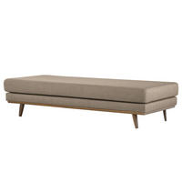 HOCKERBANK - Taupe/Eichefarben, Eichenholz/Textil (180/43/81cm) - home24