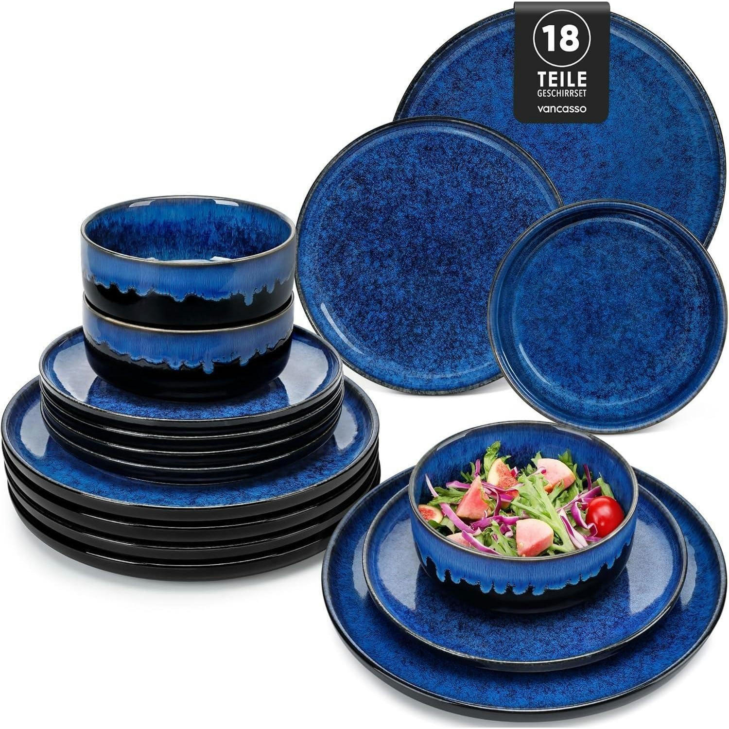 XXXLutz Geschirrset Blau 26x2.8x26 cm