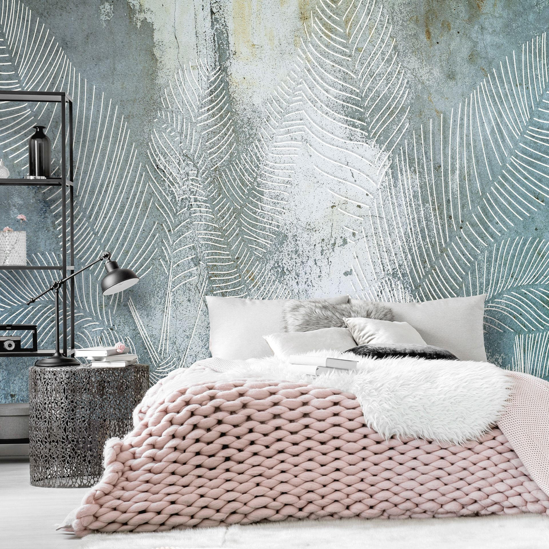 VLIESTAPETE Blau 250/175 cm - Blau/Grau, Textil (250/1cm) - KUNSTLOFT