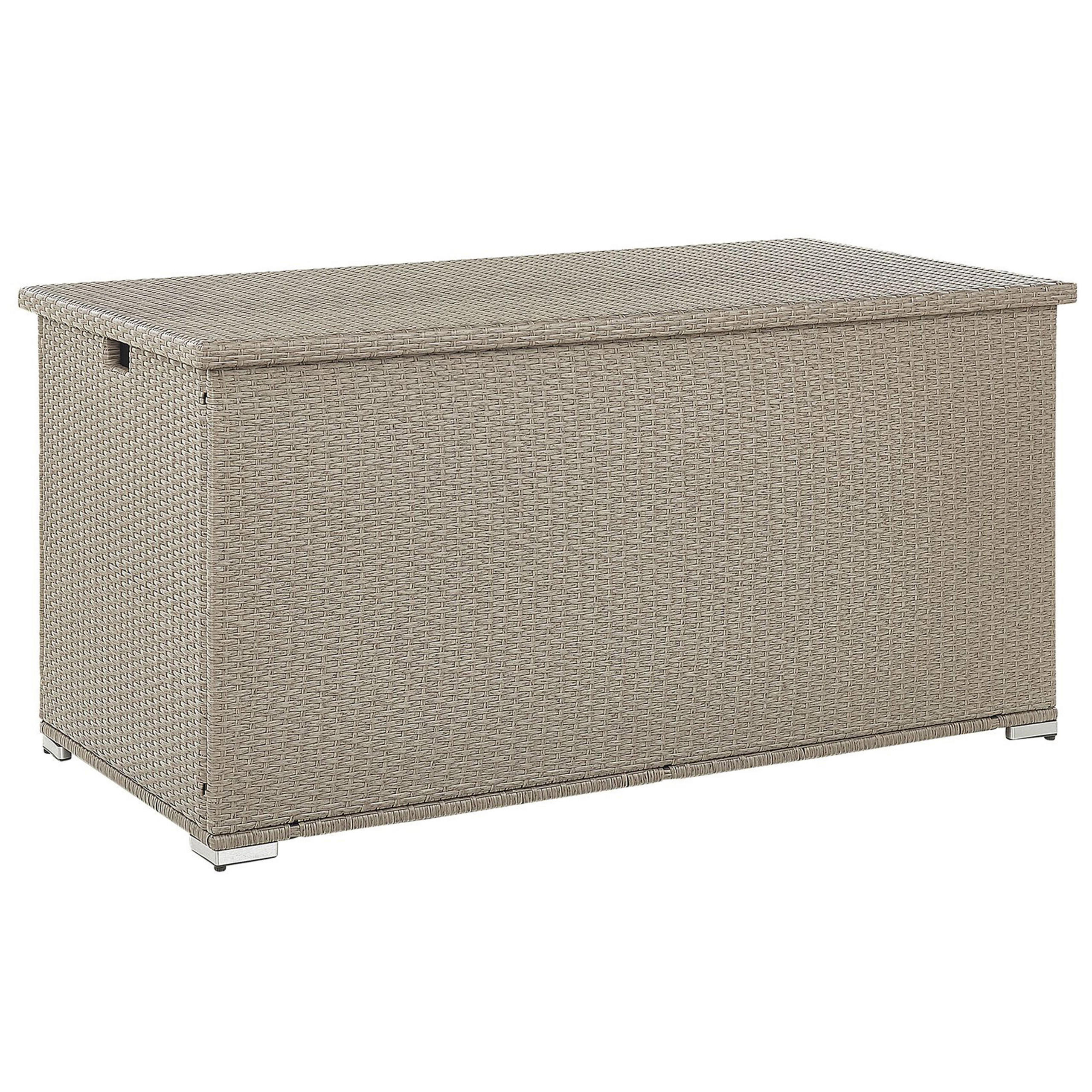 AUFLAGENBOX Rattan taupe 155/75 cm Modena - Beige/Schwarz, Kunststoff (155/80/75cm) - Beliani