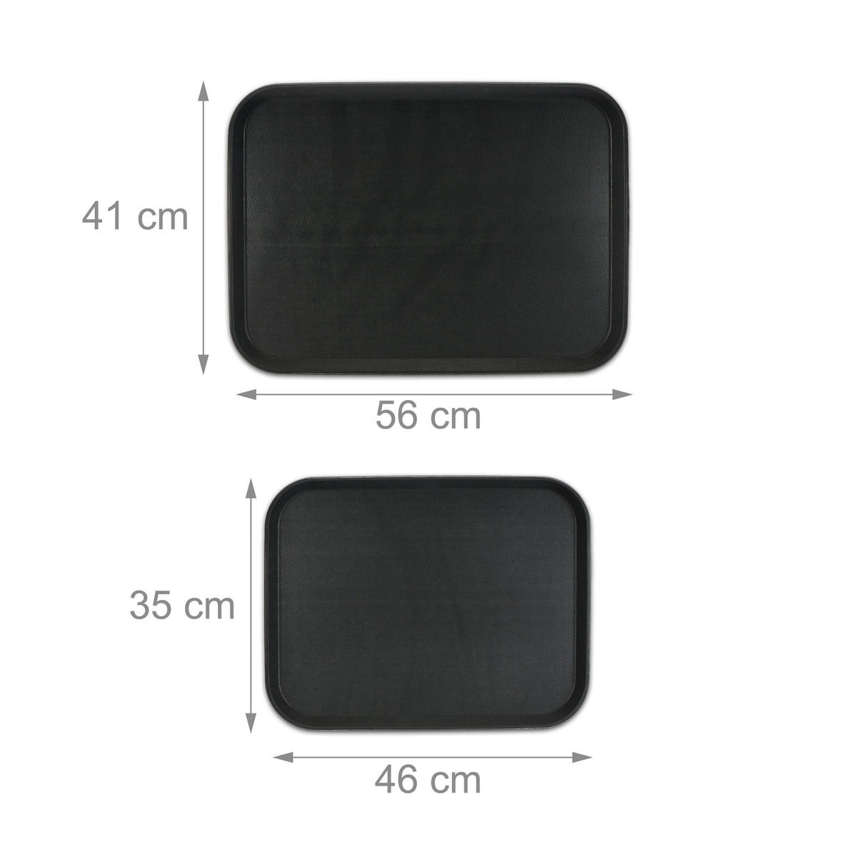 2XSERVIERTABLETT - Schwarz, Kunststoff (56/2.5/41cm) - Relaxdays