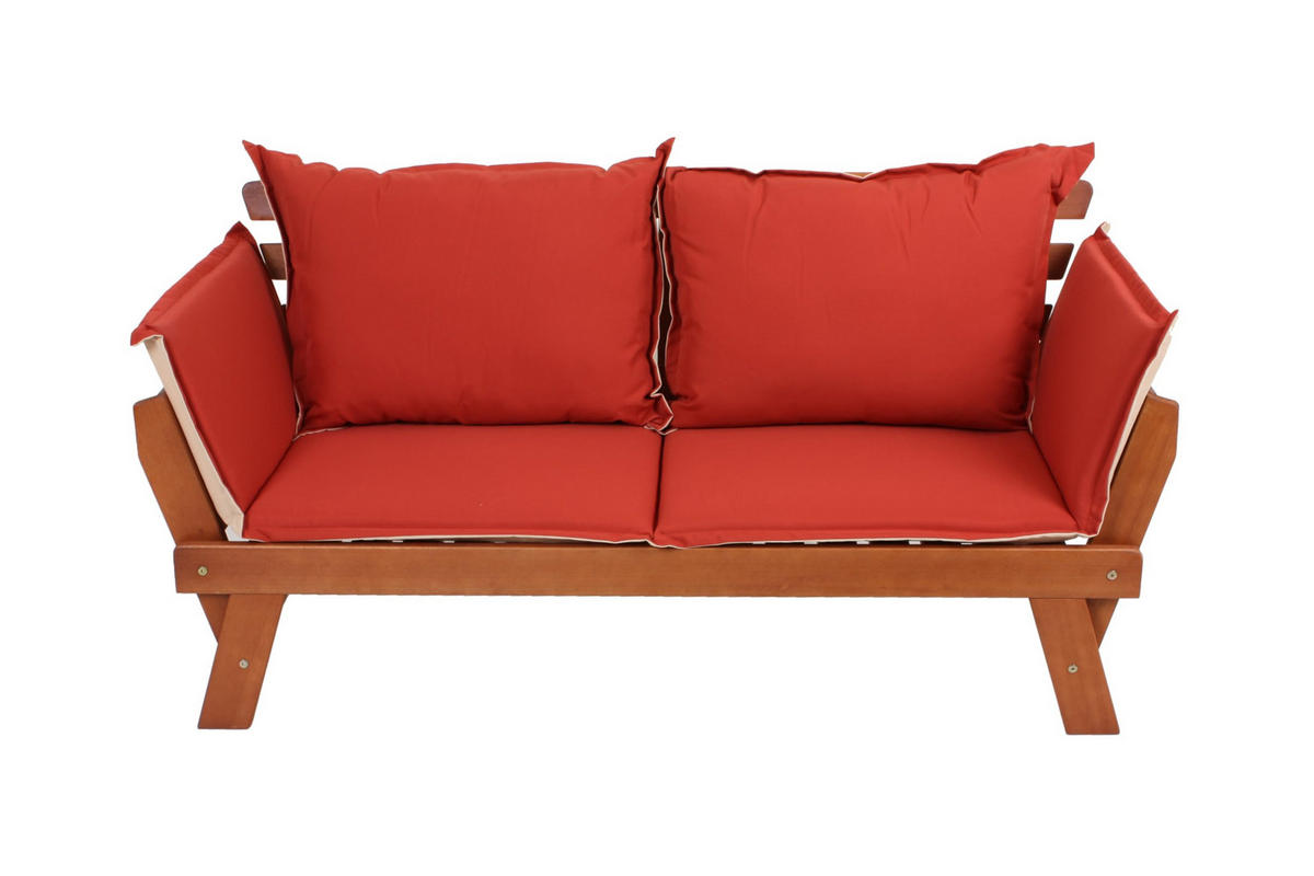 GARTENBANK Odense umklappbare Armlehnen Terrassenbank - Braun, Holz (72/75/195cm) - DELUKE