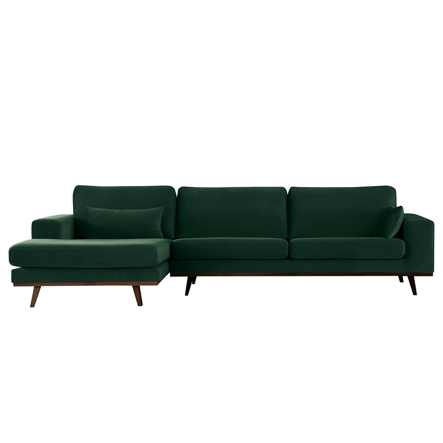 ECKSOFA mit Longchair - Buchefarben/Grün, Textil (281/153cm) - home24