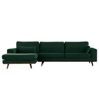 ECKSOFA mit Longchair - Buchefarben/Grün, Textil (281/153cm) - home24