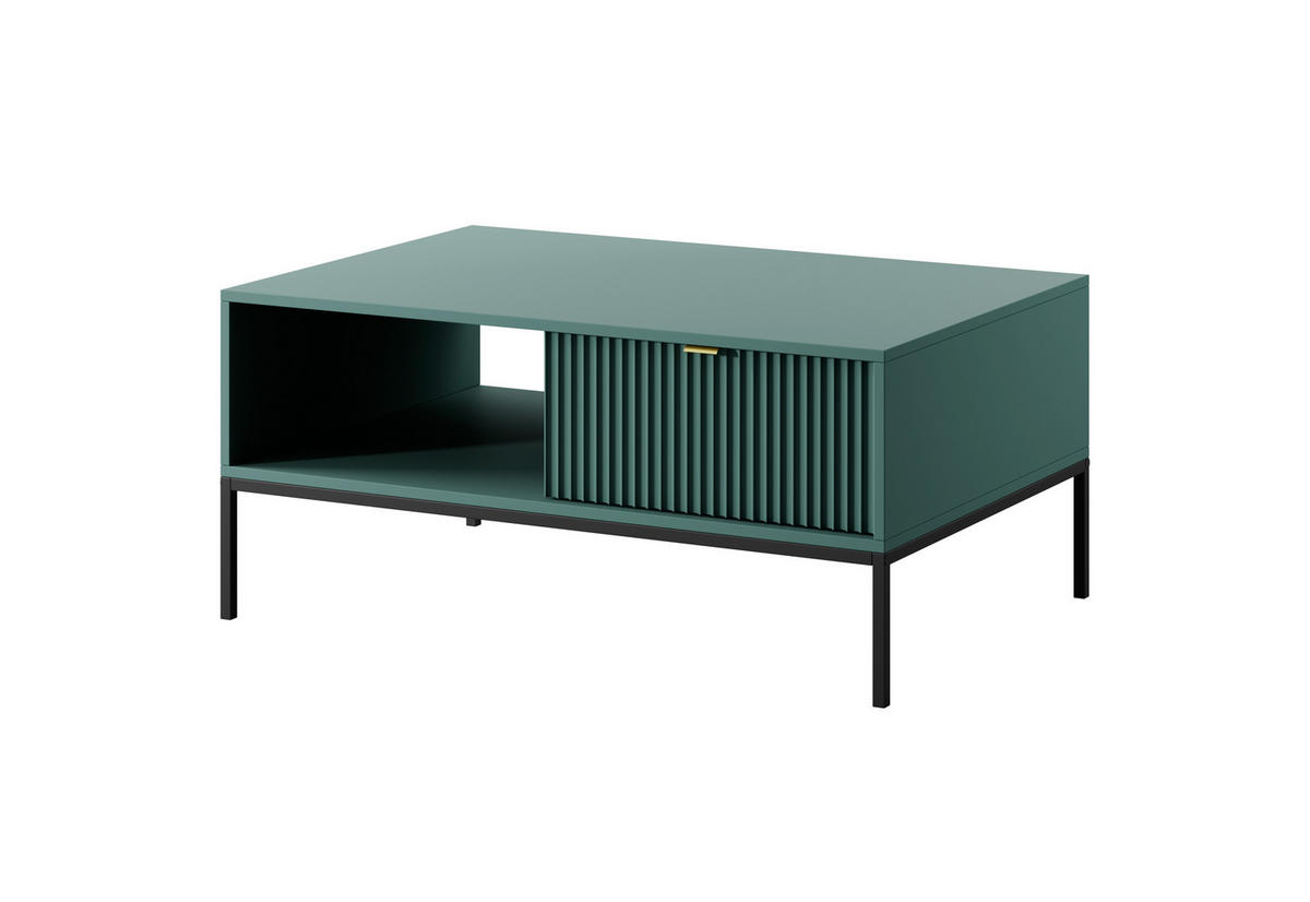 COUCHTISCH NOVA - L104, goldenen Akzenten, 104x68x46 cm Lablador - Türkis/Schwarz, Holzwerkstoff/Kunststoff (68/104/46cm) - DomoHome