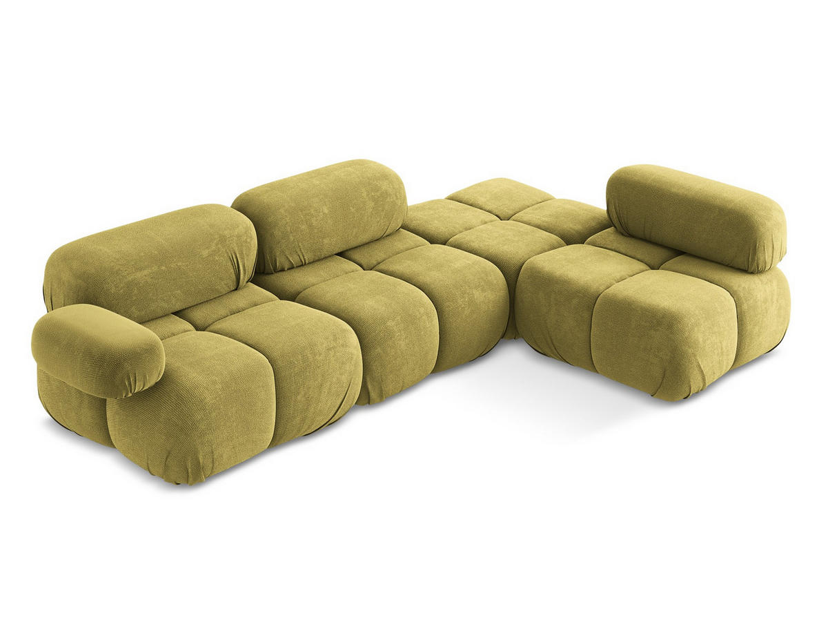 ECKSOFA Rechts Chenille Stoff Grün - Limette/Schwarz, Kunststoff/Textil (285/190cm) - Makamii