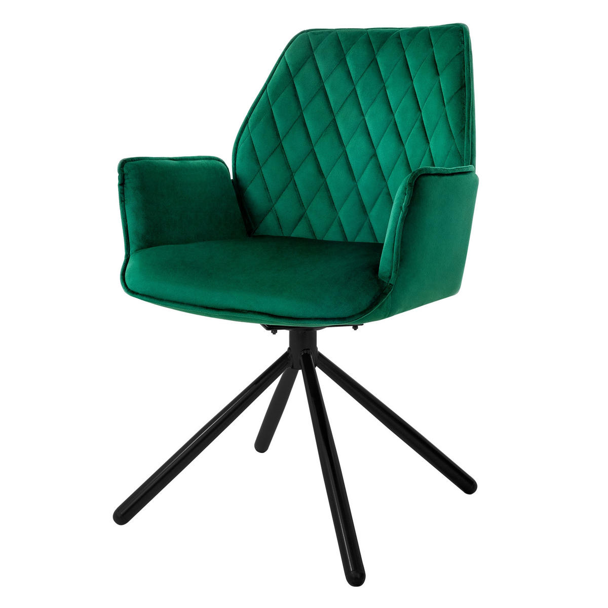 DREHSTUHL Samt Dunkelgrün - Dunkelgrün, Metall (63/90/57cm) - ML-DESIGN