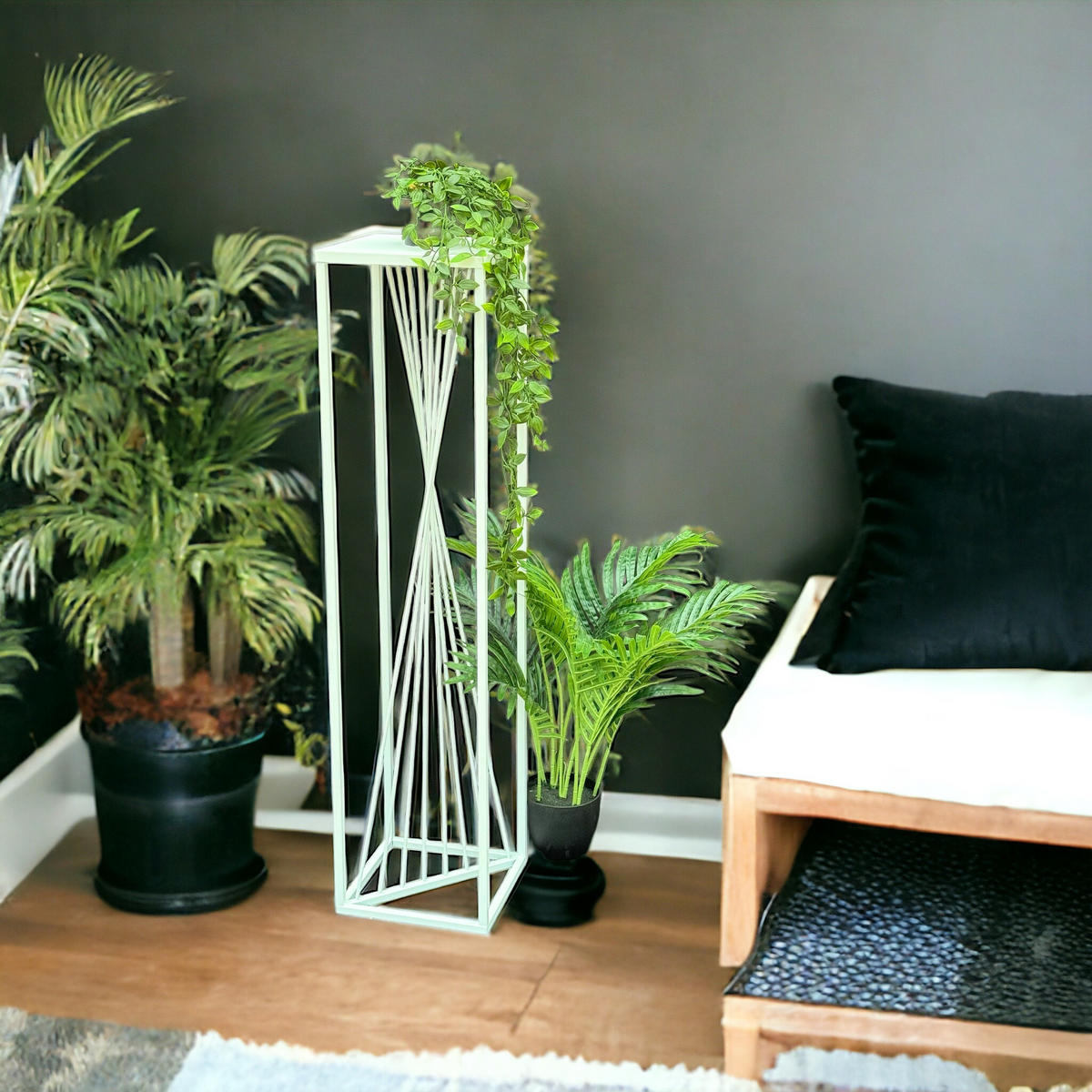 BLUMENSTÄNDER Metall Weiß Eckig 100 cm - Weiß, Metall (24/100/24cm) - DanDiBo