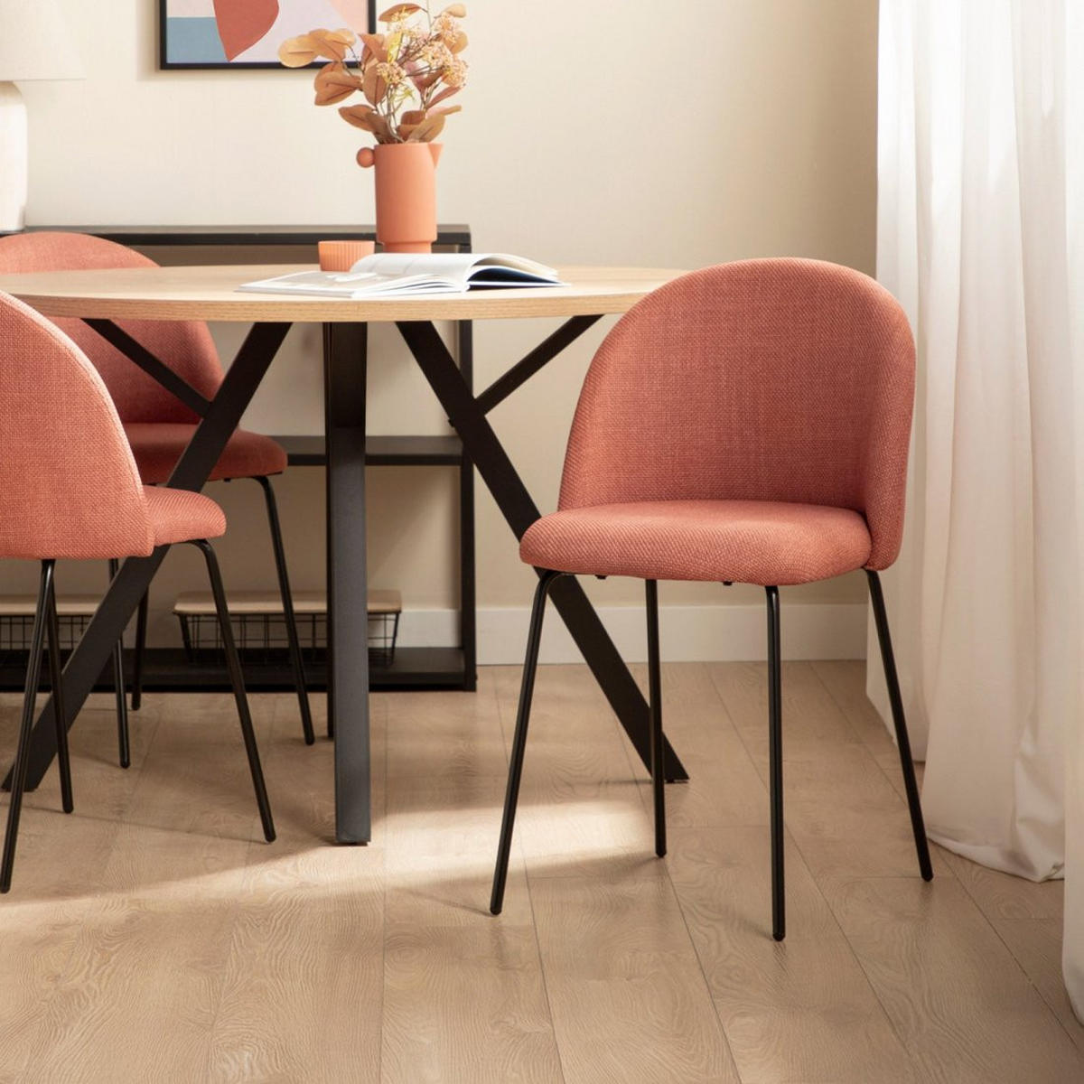 ESSZIMMERSTUHL Olivia Terrakotta / Orange 48 cm x 81 cm - Terracotta, Textil (48/81/53cm) - Klast Home