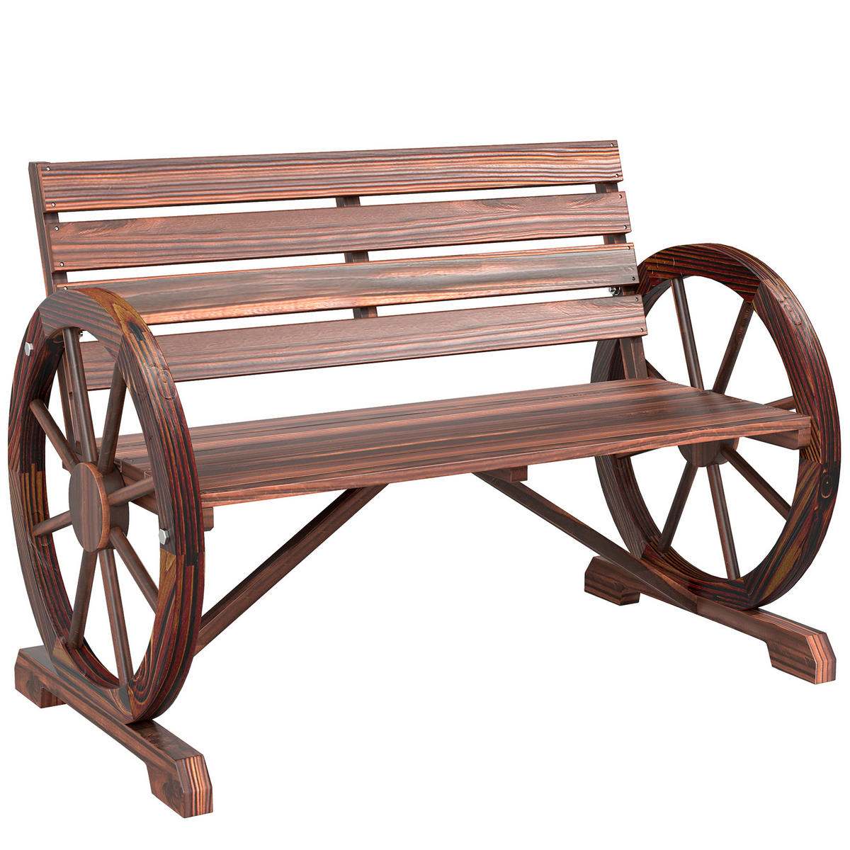 GARTENBANK DE-17756 3-Sitzer mit Wagenrädern & Lattenrost Carbonisiert - Braun, Holz (105.5/75/59cm) - ComfortXL