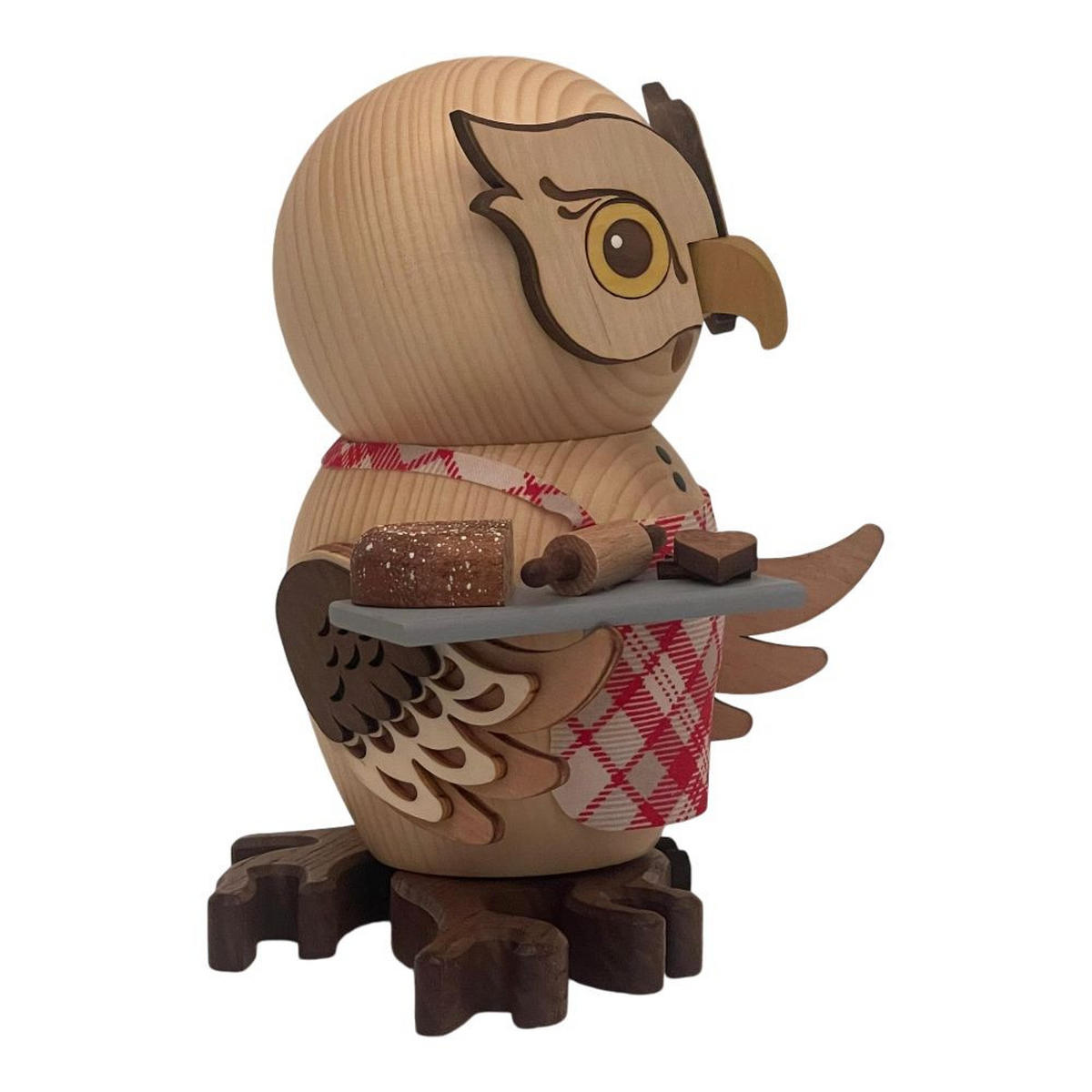 RAUCHFIGUR Eule Weihnachtsbäckerei mit Kind 15 cm - Multicolor, Holz (10/15/10cm)