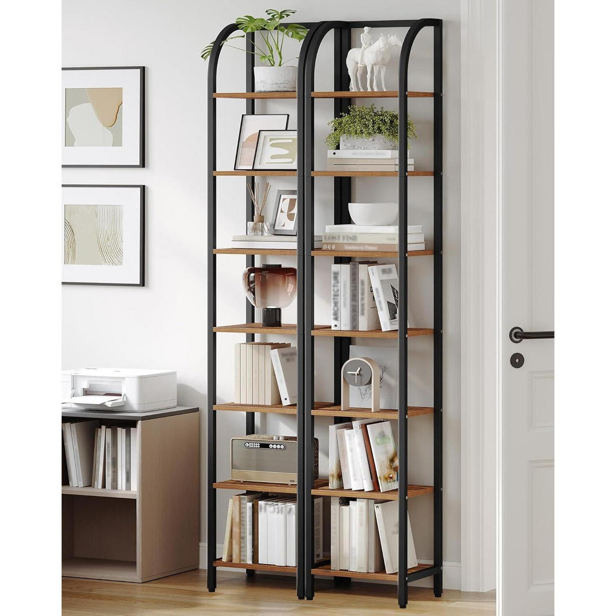 BÜCHERREGAL 7E Braun-Schwarz 30 x 33,6 x 208,5 cm - Braun, Metall (33.6/209/30cm)
