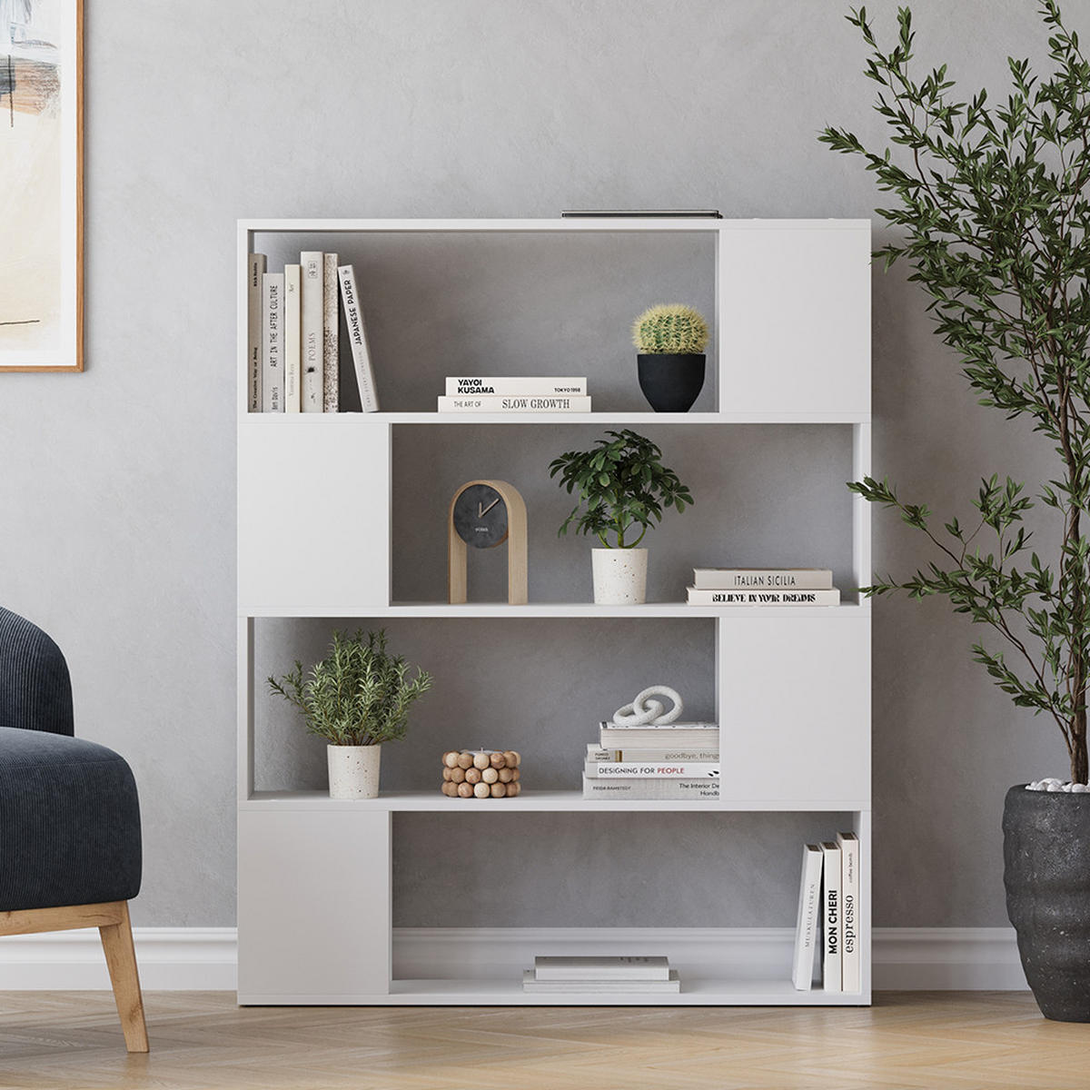 RAUMTEILER Eneos Weiß 100 x 124.5 cm - Weiß, Holzwerkstoff (100/124.5/24cm) - Vicco