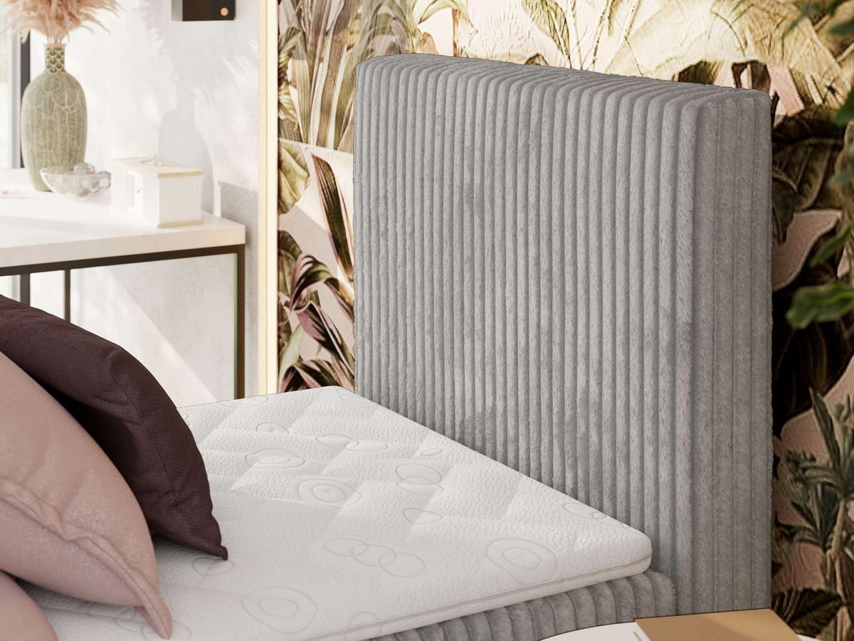 BOXBETT TILIANO 90/200 - Hellgrau Cord - H3 - Rechts - Hellgrau, Textil (90/200cm) - MKS