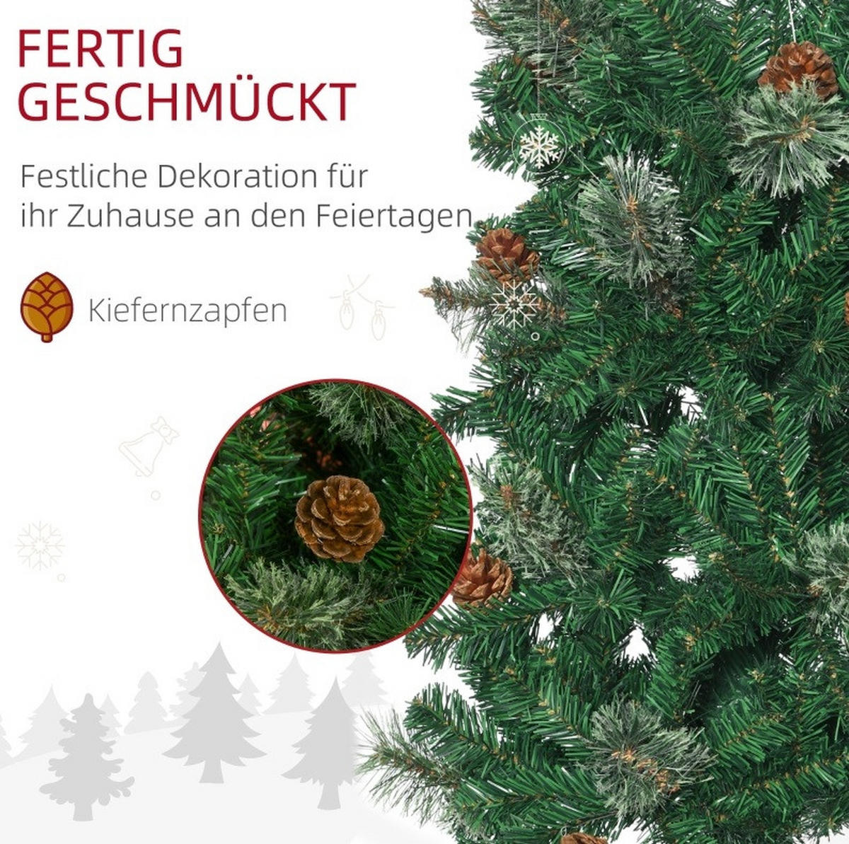 WEIHNACHTSBÄUME 54/54/195 cm grün aus Kunststoff flammenhemmend - Grün, Kunststoff (195cm) - OKWISH