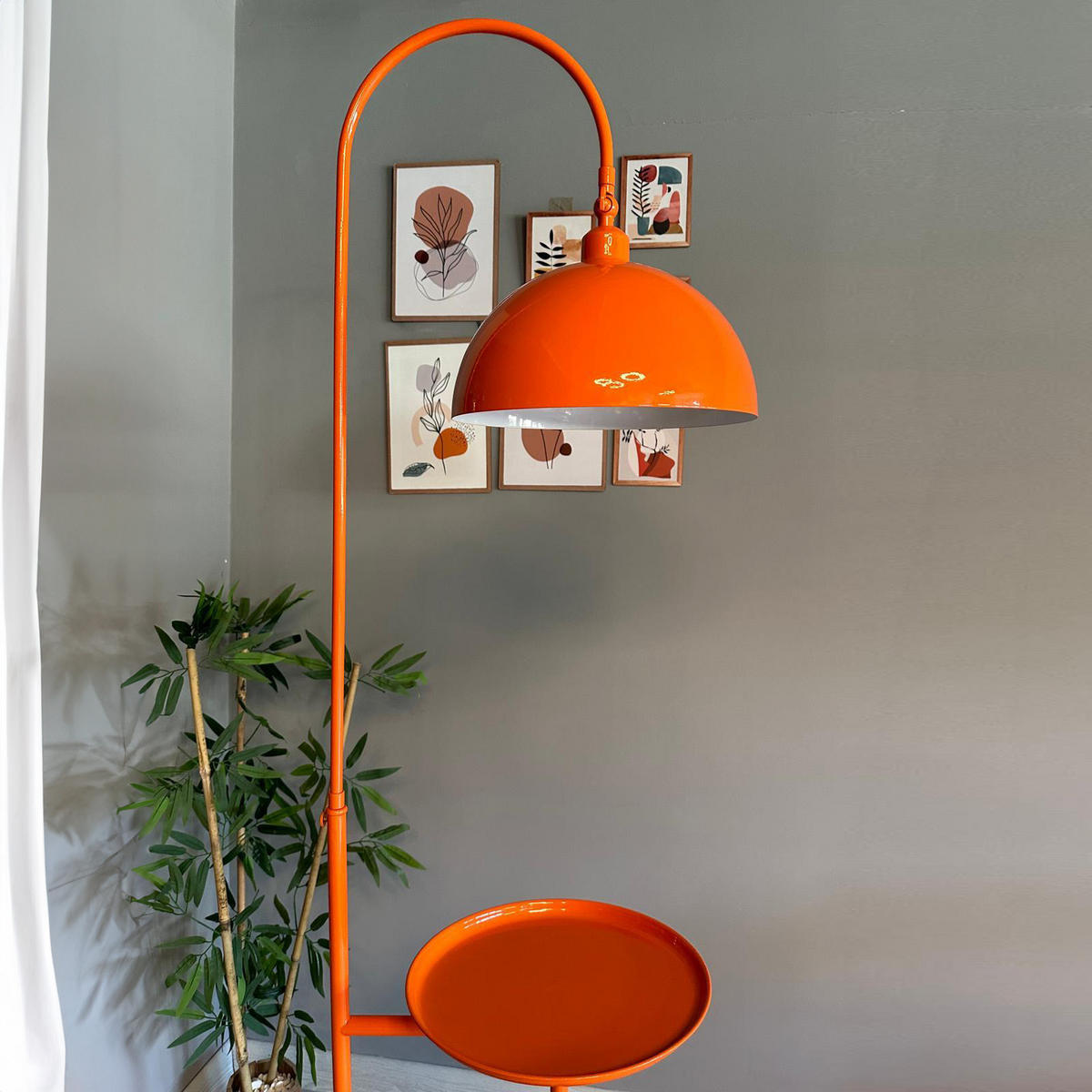 STEHLAMPE Gorkiede aus Metall mit Dimmer und Ablage - Orange, Metall (37/37/170cm) - Bamyum