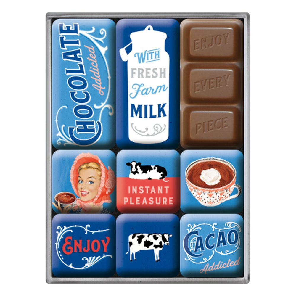 MAGNETSET 9-teilig Say It 50's Chocolate Addicted - Multicolor, Metall (7/9/2cm) - Nostalgic-Art