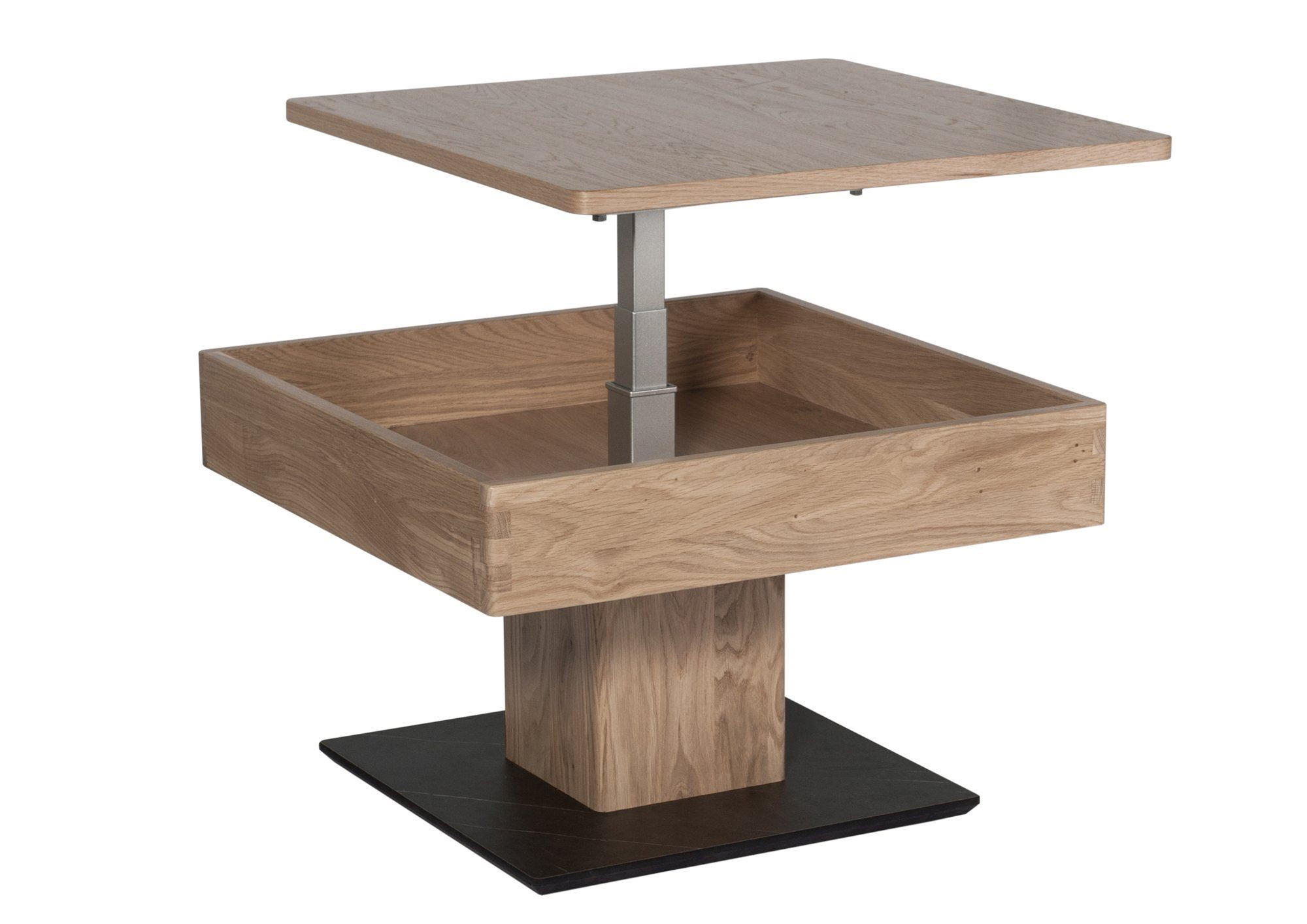 COUCHTISCH Cele 67x67x43 höhenverstellbar;diagonal verschiebbar Wildeiche Bianco - Wildeiche, Holz (67/67/43cm) - 58aufmkessel